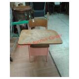 Vintage metal and wood school desk