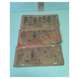 3 Vintage 1941nebraska license plates