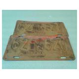 Set of vintage 1941 Nebraska license plates