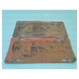 Set of vintage 1941 Nebraska license plates