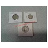 Two V Nickels and 1927 quarter