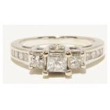 14K W Gold Princess Cut Diamond Ring Size 6.5 4g