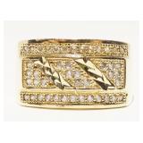 10K Y Gold Gemstone Wide Band Ring Sz 8 5.1g