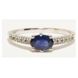 14K W Gold Diamond & Sapphire Ring Sz 8.25 2.2g