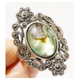 Sterling Silver Abalone Ring Sz 8.5 6.5g