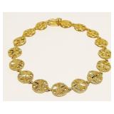 14K Y Gold Sand Dollar Bracelet 7.5" 6.7g