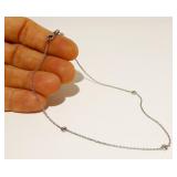 Dainty Platinum & Diamond Anklet 10.5" 2.4g
