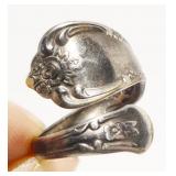 Sterling Silver Spoon Ring, Adjustable  4.7g