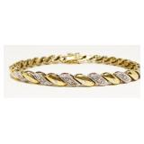 Two-Tone Sterling Silver Bracelet 7.5" 15.1g