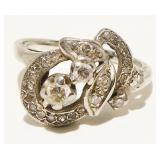 14K W Gold Diamond Ring Sz 7 3.8g