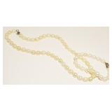 Pearl Bracelet & Necklace Set, 925 Silver Clasps