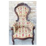 Vintage Victorian Carved Wood High Back Chair