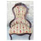 Vintage Victorian Carved Wood High Back Chair