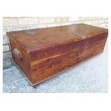 Vintage Wood Chest, Metal Hardware w/ Contents