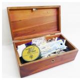 Wood Trinket Box with Sewing Items