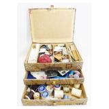 Sewing Box w/ Vintage Buttons & Sewing Items