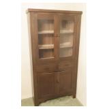 Vintage Rustic Wood Curio Cabinet
