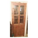 Vintage Wood Corner Curio Cabinet