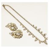 Vintage Rhinestone Earring & Necklace Set