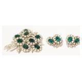 Antique Rhinestone Earring & Brooch Set