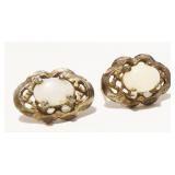 Vintage Sterling Silver & Opal Earrings 2.5g