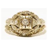 Antique 14K Gold Diamond Wedding Set Sz 5 3.1g***