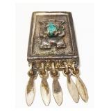 Sterling Silver & Turquoise Brooch 5.2g