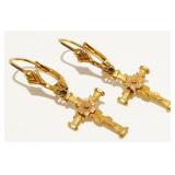 14K Y Gold Cross Earrings 1.7g