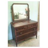 Antique Bedroom Dresser with Mirror
