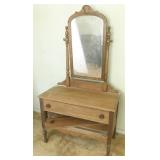 Antique Wood Dresser with Mirror, Needs Repair