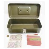 Vtg Metal Case w/ 5 Cent US Military Certificates