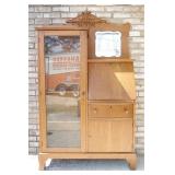Antique Tiger Oak Wood Secretary with Hutch
