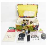 Vintage Sewing Box with Sewing Supplies