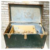 Vintage Trunk w/ Contents, Ball & Other Jars