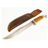 Vintage Queen Steel Stag Handle Fixed Blade Knife