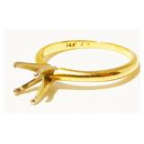 14K Y Gold Engagement Ring Seting Sz 6.5 1.8g