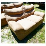Tan Microfiber Loveseat, See Photos For Condition