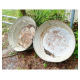 Two Large Galvanized Washtubs, 1 bottom has holes