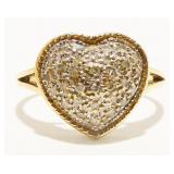 10K Y Gold & Diamond Heart Ring Sz 7 2.6g