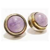 Two-Tone Sterling Silver Gemstone Earrings 5.7g