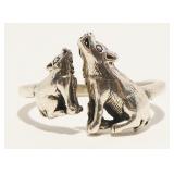 Sterling Silver Wolves Adjustable Ring 3.1g