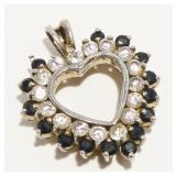 Sterling Silver Gemstone Heart Pendant 6.1g