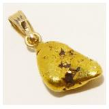 22K+ Gold Nugget Pendant 14K Clasp 2.5g