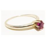 Dainty 14K W Gold & Ruby Ring Sz 6,25 1.6g