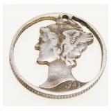 1943 Silver Mercury Dime Charm 1.5g