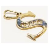 Dainty 10K Y Gold & Diamond "S" Pendant .3g