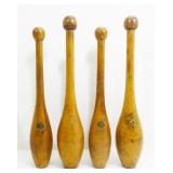 Four Vintage Wood Bowling Pins