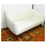 Cream Leather Love Seat, Good Condition