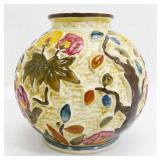 Small Hand Painted  Indian Tree Vase, Sm Chip