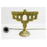 Brass Menorah & Candle Snuffer